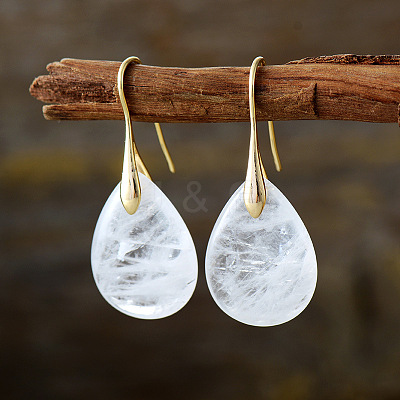 Teardrop Brass Dangle Earrings FS-WGF2982-18-1