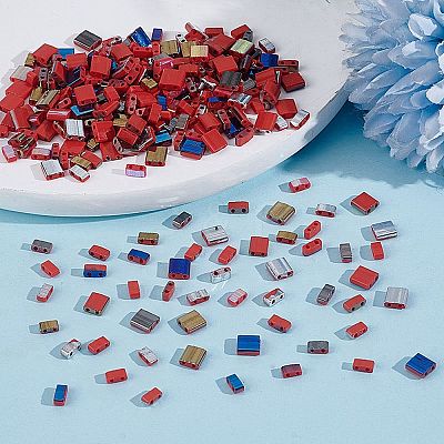 250Pcs 10 Style Electroplate Opaque Glass Seed Beads SEED-AR0001-34-1