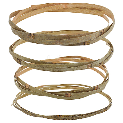 4Pc 4 Styles Flat Natural Bamboo Wicker Strips WOOD-FG0001-38B-1