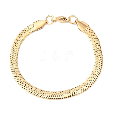 304 Stainless Steel Flat Snake Chain Bracelets BJEW-C134-01B-G-1