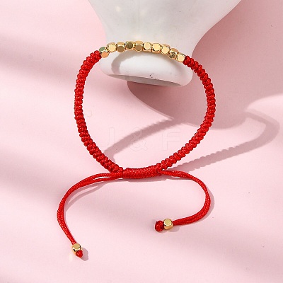 Polyester Cord Braided Bead Bracelets for Women Men BJEW-L698-02G-02-1