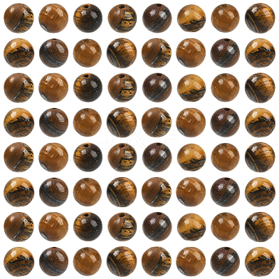 100Pcs Round Natural Tiger Eye Beads G-SP0001-21B-1