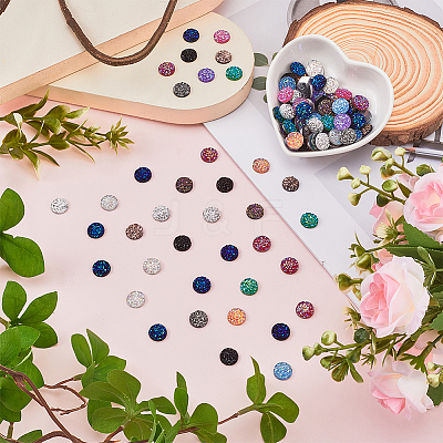 140Pcs 14 Colors Druzy Resin Decoden Cabochons RESI-SC0005-55-1