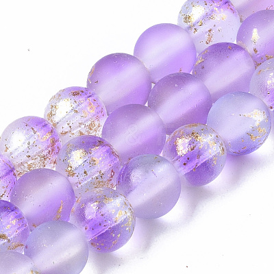Frosted Spray Painted Glass Beads Strands GLAA-N035-03B-C11-1