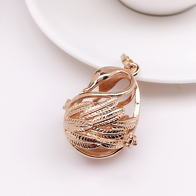 Brass Bead Cage Pendants BECA-PW0002-06KCG-1