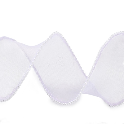 5 Yards ABS Pearl Edged Mesh Ribbon for Bowknot Making OCOR-B004-01A-02-1