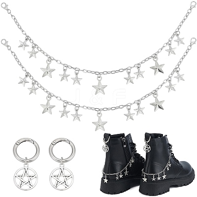 4Pcs 2 Styles Brass Twisted Chains Boot Strap Chains & Alloy Shoes Charms Sets HJEW-BM0001-08-1