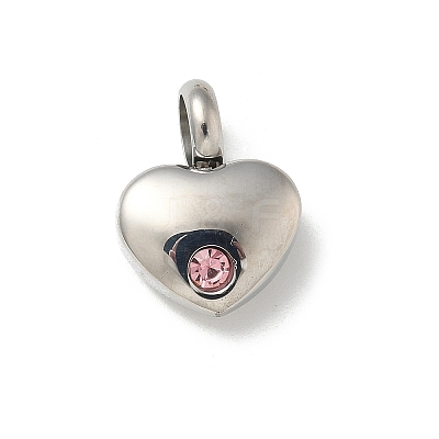 304 Stainless Steel Rhinestone Pendants STAS-R139-01P-04-1