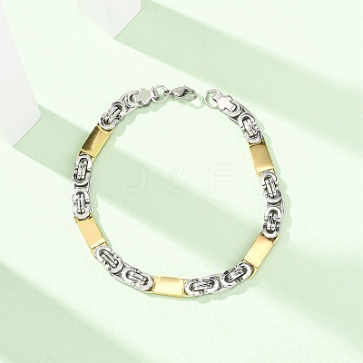 304 Stainless Steel Rectangle Link
Chain & Byzantine Chains Bracelets for Women Men BJEW-F527-08B-GP-1