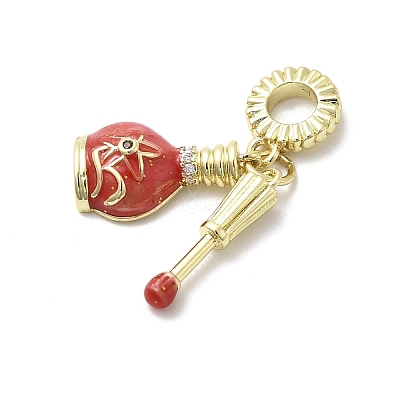 Brass Micro Pave Clear Cubic Zirconia European Dangle Charms KK-A278-08G-02-1