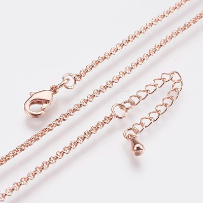 Long-Lasting Plated Brass Cable Chain Necklaces NJEW-K112-10RG-NF-1