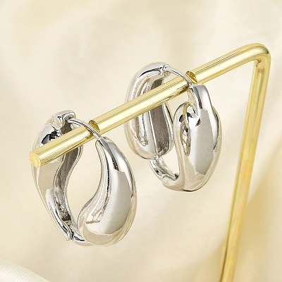 Brass Hoop Earrings for Women LS-EJEW-U041-09P-1