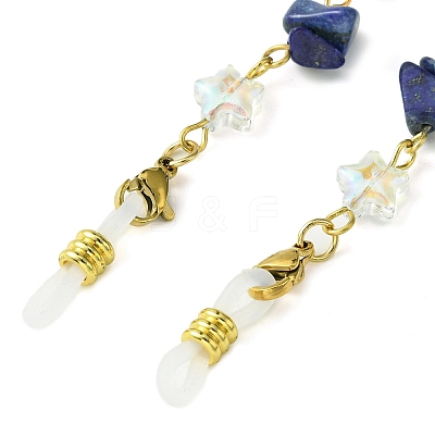4Pcs 4 Style Natural Mixed Gemstone Chips & Lampwork Mushroom Beaded Eyeglasses Chains Set AJEW-TA00020-1