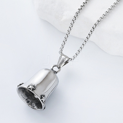 Vintage 304 Stainless Steel Archangel Saint Michael Bell Pendant Necklaces for Women DL5649-1