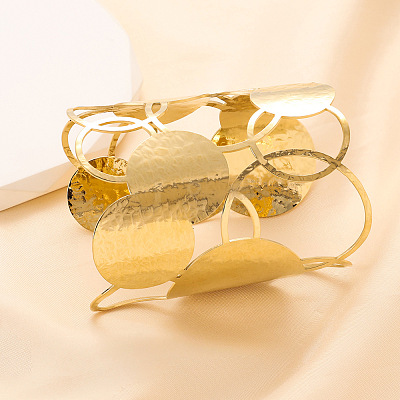 304 Stainless Steel Cuff Bangles for Women BJEW-V006-01B-G-1