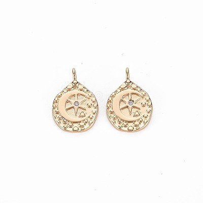Brass Micro Pave Clear Cubic Zirconia Charms KK-S356-708-1