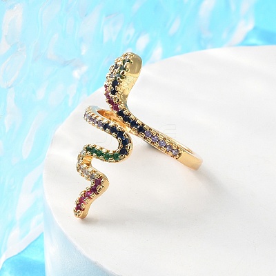 Brass Micro Pave Cubic Zirconia Cuff Rings X-RJEW-S044-049-1