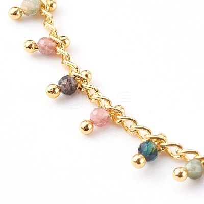 Natural Multicolor Tourmaline Charm Bracelets BJEW-JB05970-1