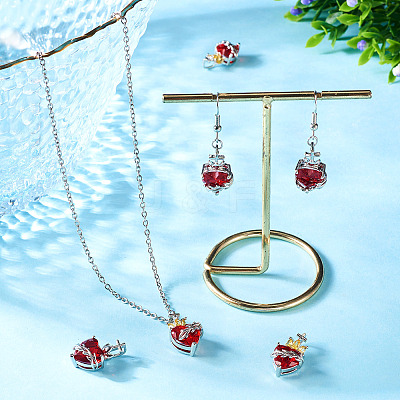 4Pcs 2 Styles Brass Glass Pendants KK-TA0008-18A-1