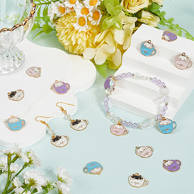 40Pcs 4 Colors  Alloy Enamel Pendants ENAM-SC0005-92-1