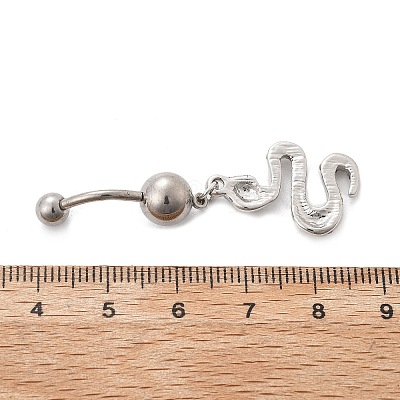 Alloy Rhinestone Snake Curved Barbell Belly Rings LS-AJEW-R007-03P-01-1