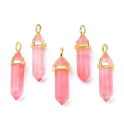 Cherry Quartz Glass Pointed Pendants G-G025-01G-05-1