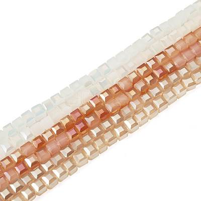 3 Strands 3 Colors Electroplate Glass Beads Strands EGLA-TADJ0001-12-1