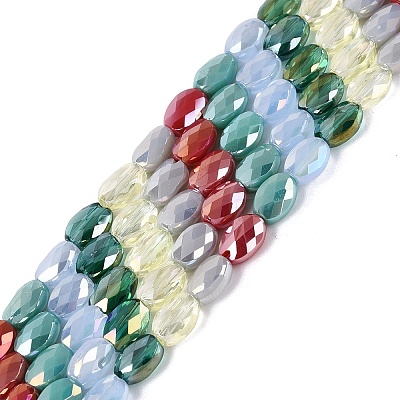 Electroplate Imitation Jade & Opaque & Transparent Glass Beads Strands EGLA-Q135-4x6MM-01G-1