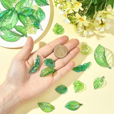 80Pcs 8 Colors UV Plating Acrylic Pendants OACR-YW0003-88-1