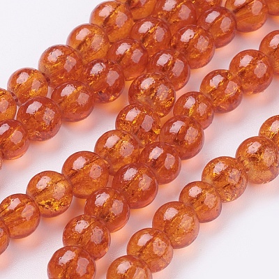 Spray Painted Crackle Glass Beads Strands CCG-Q001-6mm-09-1