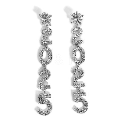 Brass Rhinestone Stud Earrings LS-EJEW-Q012-02P-1