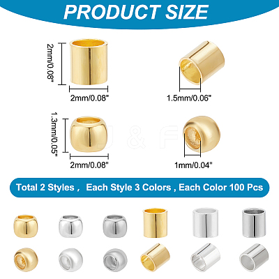 600Pcs 6 Style Brass Beads KK-PH0009-58-1