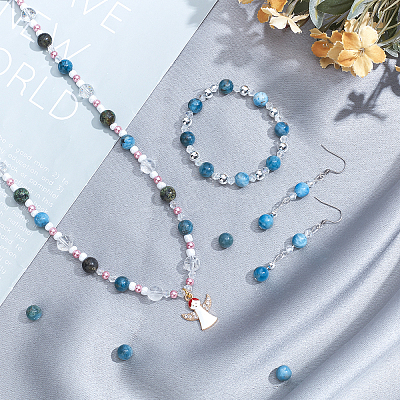 Natural Apatite Beads Strands G-AR0001-77-1