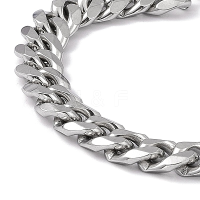 Tarnish Resistant 201 Stainless Steel Curb Chain Bracelet with 304 Stainless Steel Clasps for Men Women BJEW-M235-02C-P-1