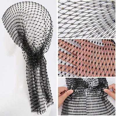 2Pcs 2 Colors Polyester Rhinestone Mesh Headpiece Cap for Women AJEW-CY0001-64-1