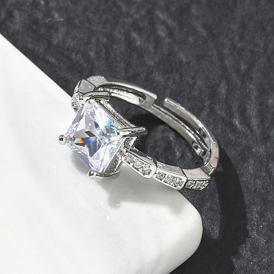 Brass & Clear Cubic Zirconia Finger Rings CU-CBA7E55-09P-1