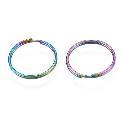 Rainbow Color 304 Stainless Steel Linking Key Rings STAS-S119-100-1