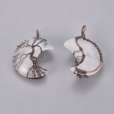 Natural Mixed Stone Tree of Life Wire Wrapped Pendants G-L520-E-R-NF-1