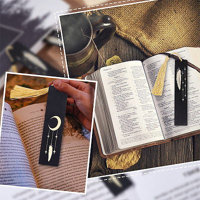 4Pcs 2 Style Brass or Stainless Steel Bookmarks AJEW-PH0004-65-1