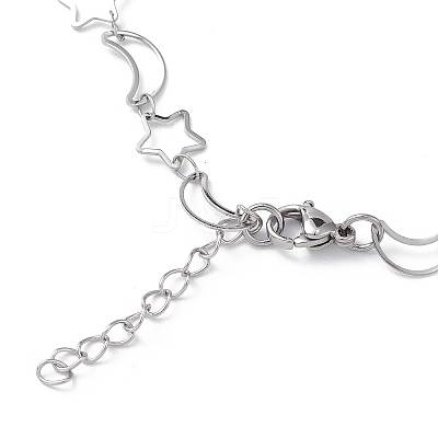 Non-Tarnish 304 Stainless Steel Star & Moon Link Chain Anklets for Men Women LS-STAS-B039-15P-1