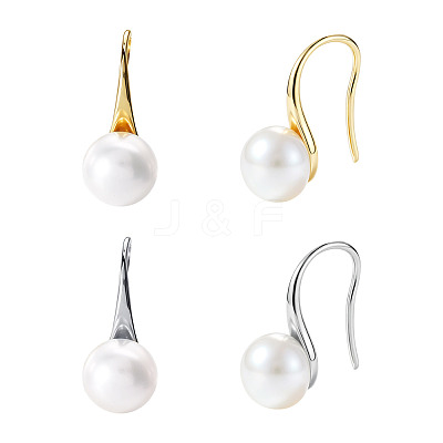 2 Pairs 2 Colors Brass Natural Pearl Dangle Earrings PEAR-TA0001-52-1