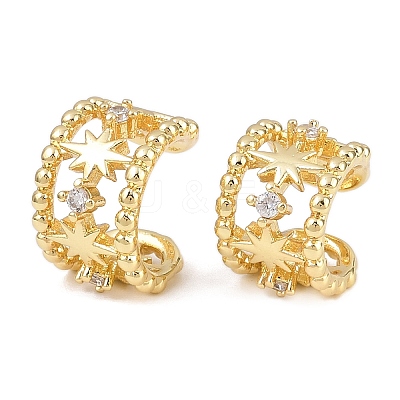 Brass Micro Pave Clear Cubic Zirconia Cuff Rings EJEW-C159-01G-1