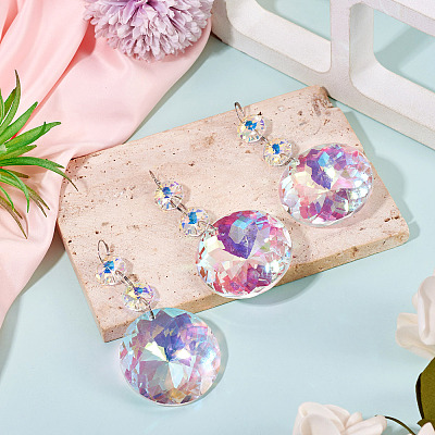 3Pcs Round Glass Suncatchers for Outdoor Garden Hanging Decoration HJEW-TADJ0001-02-1