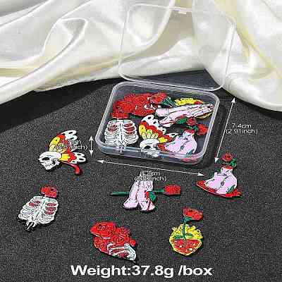 12Pcs 6 Styles Halloween Printed Acrylic Pendants SACR-CJ0001-70-1