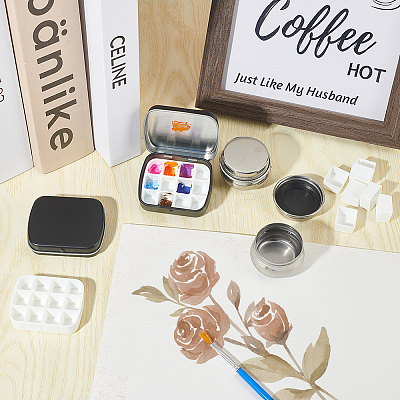 2 Sets Iron Watercolor Paints & Nail Polish Tins Storage Box MRMJ-BC0003-46-1