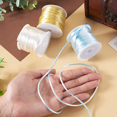 3 Rolls 3 Colors Nylon Satin Rattail Cords NWIR-TA0001-45A-1
