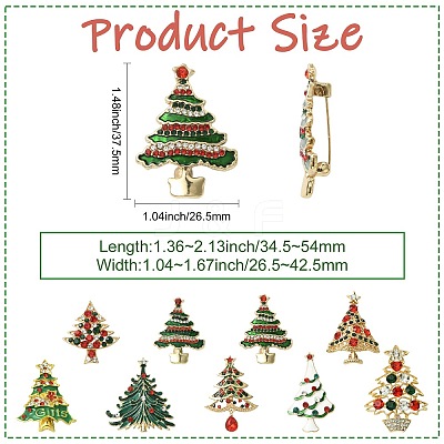 9Pcs 9 Styles Christmas Tree Enamel Pins JEWB-CJ0003-28-1
