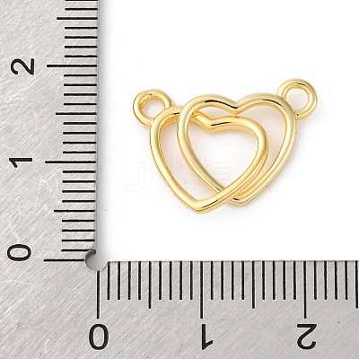 Brass Interlocking Heart Connector Charms KK-V016-10G-1