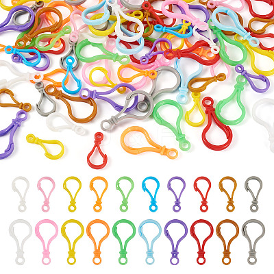 100Pcs 20 Styles Opaque Solid Color Bulb Shaped Plastic Push Gate Snap Keychain Clasp Findings KY-TA0001-58-1
