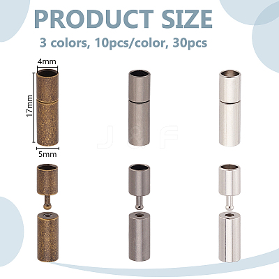 30Pcs 3 Colors Brass Bayonet Clasps KK-OC0001-60B-1